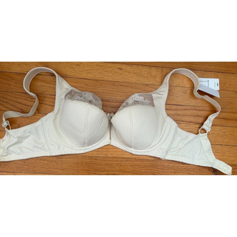 36H Bra Nude Beige Floral Lace Trim Underwire Bra Lightly Lined Full Cuverage